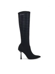 KARL LAGERFELD Kozaki Pandara KL31390 Czarny. Czarne kozaki damskie KARL LAGERFELD, ze skóry, bez obcasa, na szpilce, bez zapięcia. Za 879.99 zł.