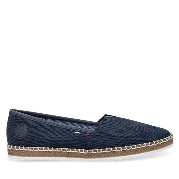 Espadryle Rieker. Niebieskie espadryle damskie Rieker, bez wzorów, bez obcasa. Za 269.99 zł.