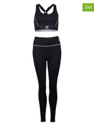 Peak Mountain 2-częściowy zestaw sportowy "Asun" w kolorze czarnym rozmiar: XL. Czarne spodnie dresowe damskie Peak Mountain, xl, bez wzorów, z materiału. Za 126.99 zł.