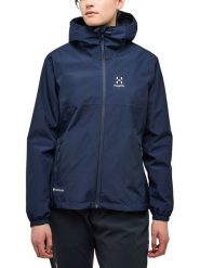 Haglöfs Kurtka przeciwdeszczowa "Kaise GTX" w kolorze granatowym rozmiar: L. Niebieskie kurtki sportowe damskie Haglöfs, l, bez wzorów, bez kaptura. Za 878.53 zł.