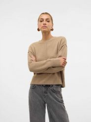 Vero Moda Sweter w kolorze beżowym rozmiar: L. Brązowe swetry klasyczne damskie Vero Moda, l, bez kołnierzyka. Za 74.95 zł.