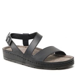 Sandały Clara Barson. Czarne sandały damskie Clara Barson, bez wzorów, bez obcasa, na płaskiej podeszwie, bez zapięcia. Za 99.99 zł.