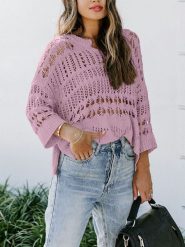 Milan Kiss Sweter w kolorze jasnoróżowym rozmiar: L. Różowe swetry klasyczne damskie Milan Kiss, l, ze splotem, bez kołnierzyka. Za 109.52 zł.