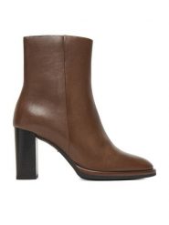 Gino Rossi Botki EO-LORA-0121991 Brązowy. Brązowe botki damskie Gino Rossi, ze skóry, bez obcasa, na słupku, bez zapięcia. Za 479.99 zł.