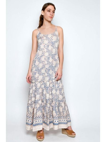 H.H.G. Sukienka w kolorze beżowo-niebieskim rozmiar: S. Brązowe sukienki damskie H.H.G., bez wzorów, z wiskozy, bez ramiączek. Za 74.99 zł.