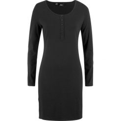 Sukienka shirtowa z plisą guzikową bonprix czarny. Czarne sukienki damskie bonprix. Za 44.99 zł.