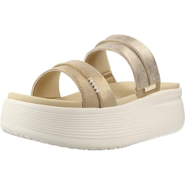 Sandały HEY DUDE AUSTIN SLIDE CLASSIC Złoty. Żółte sandały damskie Hey dude, bez wzorów, z tkaniny, bez obcasa, bez zapięcia. Za 232.99 zł.