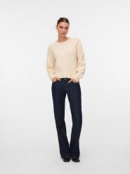Vero Moda Sweter w kolorze beżowym rozmiar: L. Brązowe swetry klasyczne damskie Vero Moda, l, z materiału, bez kołnierzyka. Za 86.99 zł.