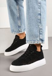 Czarne Siateczkowe Sneakersy Typu Tenisówki Sunalie. Czarne obuwie sportowe damskie Renee, z jeansu, bez zapięcia, tenisowe. Za 74.99 zł.