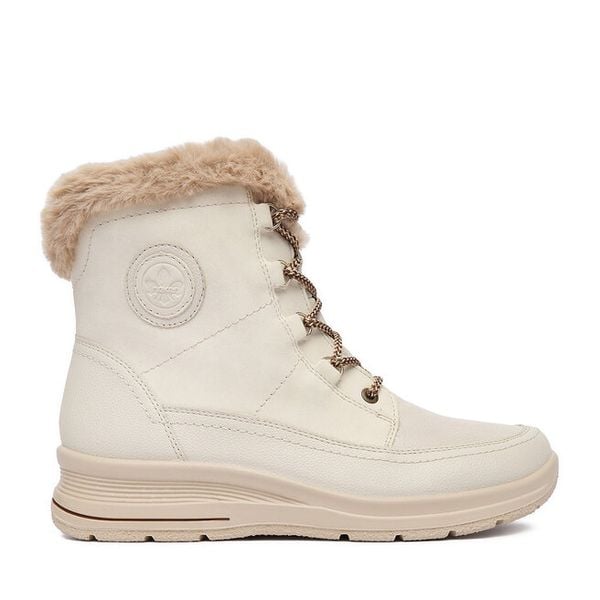 Trzewiki Rieker. Brązowe botki damskie Rieker, bez obcasa, na płaskiej podeszwie, bez zapięcia. Za 299.99 zł.