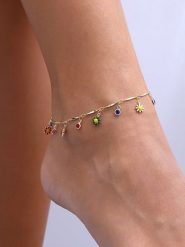 Luja Bijoux Pozłacana bransoletka z elementami ozdobnymi na kostkę rozmiar: onesize. Żółte bransoletki damskie Luja Bijoux, pozłacane. Za 67.95 zł.