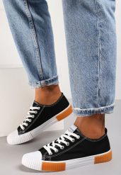 Czarne Trampki Athizephila. Czarne trampki damskie Renee, bez wzorów, z dzianiny, przed kostkę, bez zapięcia. Za 49.99 zł.