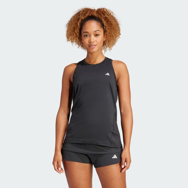 Koszulka bez rękawów Designed for Training. Czarne koszulki damskie Adidas, bez wzorów, z materiału, bez kołnierzyka, bez ramiączek. Za 149.00 zł.