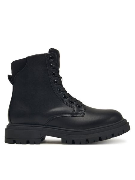 Calvin Klein Trapery Lace Up Bootie V3A5-83120-1464 D Czarny. Czarne kozaki dziewczęce Calvin Klein, bez wzorów, ze skóry, bez obcasa, bez zapięcia. Za 349.99 zł.