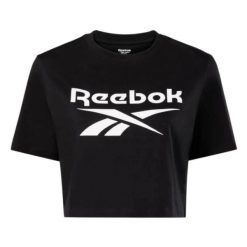 Reebok Identity Crop T-shirt Czarny. Czarne t-shirty damskie Reebok, bez wzorów, bez kołnierzyka. Za 66.99 zł.