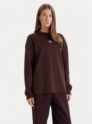 Calvin Klein Jeans Bluza Monologo LV047E211G Brązowy Oversize. Brązowe bluzy damskie Calvin Klein Jeans, xl, bez wzorów, z bawełny, bez kaptura. Za 299.99 zł.