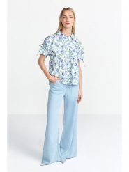 Rich & Royal Bluzka w kolorze błękitno-białym rozmiar: 40. Niebieskie bluzki damskie Rich & Royal, bez wzorów, z bawełny, bez kołnierzyka, bez ramiączek. Za 234.97 zł.