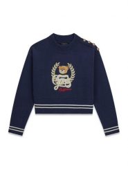 Guess Sweter J6BR16 Z1350 Granatowy Regular Fit. Niebieskie swetry dziewczęce Guess, z aplikacjami, bez kołnierzyka, bez ramiączek. Za 264.99 zł.