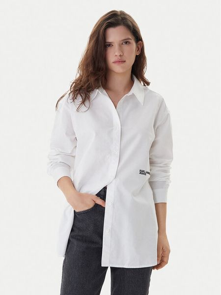 Karl Lagerfeld Jeans Koszula A3W11010 Biały Regular Fit. Białe koszule damskie Karl Lagerfeld Jeans, xl, bez wzorów, z bawełny, bez kołnierzyka, bez ramiączek. Za 569.99 zł.