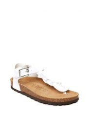 Mandel Sandały w kolorze białym rozmiar: 40. Białe sandały damskie Mandel, bez wzorów, z materiału, z otwartym noskiem, bez obcasa, bez zapięcia. Za 110.84 zł.