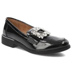 Czarne Półbuty Filippo Eleganckie Obuwie Damskie. Czarne półbuty damskie Filippo, na wiosnę, bez wzorów, z jeansu, bez obcasa, bez zapięcia. Za 149.00 zł.