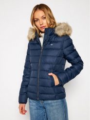Tommy Jeans Kurtka puchowa Basic DW0DW08588 Granatowy Regular Fit. Niebieskie kurtki damskie Tommy Jeans, xs, bez wzorów, z jeansu, bez kaptura. Za 689.99 zł.