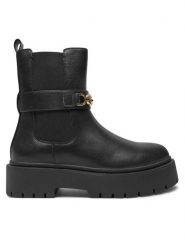 TWINSET Sztyblety 242TCP064 Czarny. Czarne botki damskie Twinset, ze skóry, bez obcasa, na płaskiej podeszwie, bez zapięcia. Za 939.99 zł.