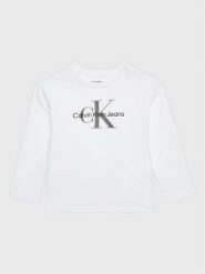 Calvin Klein Jeans Bluzka Monogram IN0IN00005 Biały Regular Fit. Białe bluzki i koszule dziewczęce Calvin Klein Jeans, bez wzorów, z bawełny, bez kołnierzyka, bez ramiączek. Za 129.99 zł.