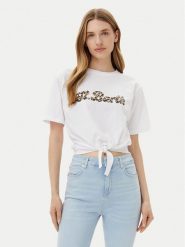 Silvian Heach T-Shirt Knippi GPP25190TS Biały Regular Fit. Białe t-shirty damskie Silvian Heach, s, bez wzorów, z bawełny, bez kołnierzyka. Za 79.99 zł.