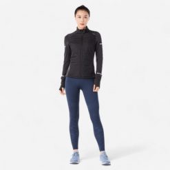 Bluza do biegania damska Kiprun Vest Warm ocieplana. Czarne bluzy damskie KIPRUN, l, bez wzorów, z materiału, bez kaptura. Za 199.99 zł.