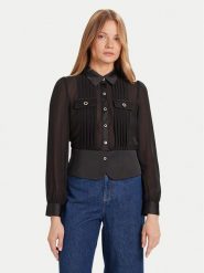 Morgan Koszula 232-CLOCLO Czarny Regular Fit. Czarne koszule damskie Morgan, bez wzorów, z syntetyku, bez kołnierzyka, bez ramiączek. Za 279.99 zł.