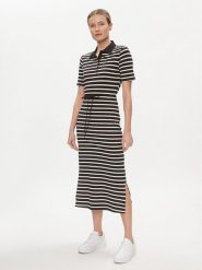 Tommy Hilfiger Sukienka codzienna Reg Breton Midi Polo Dress Ss WW0WW42030 Czarny Regular Fit. Czarne sukienki damskie Tommy Hilfiger, bez wzorów, z bawełny, bez ramiączek. Za 399.99 zł.