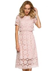 Made of emotion Sukienka w kolorze jasnoróżowym ze wzorem rozmiar: L. Różowe sukienki damskie Made Of Emotion, bez wzorów, z koronki, bez ramiączek. Za 214.70 zł.