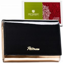 Portfel skórzany Peterson PTN 1N-445 czarny. Czarne portfele damskie Peterson, bez wzorów, z lakierowanej skóry. Za 134.99 zł.