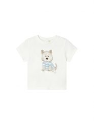 Mayoral T-Shirt 1001 Biały Regular Fit. Białe t-shirty i koszulki chłopięce Mayoral, bez wzorów, z bawełny, bez kołnierzyka, bez ramiączek. Za 69.99 zł.