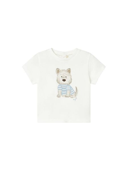 Mayoral T-Shirt 1001 Biały Regular Fit. Białe t-shirty i koszulki chłopięce Mayoral, bez wzorów, z bawełny, bez kołnierzyka, bez ramiączek. Za 54.99 zł.
