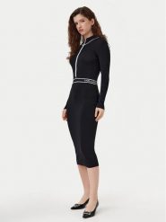 KARL LAGERFELD Sukienka dzianinowa A1W13027 Czarny Slim Fit. Czarne sukienki damskie KARL LAGERFELD, bez wzorów, z dzianiny, bez ramiączek. Za 719.99 zł.