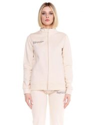 Bluza z bawełna z zamek błyskawiczny na co dzień. Czarne bluzy damskie LEONE 1947 APPAREL, xs, bez wzorów, z bawełny, bez kaptura. Za 252.56 zł.