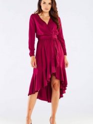 Sukienka Model A456 Bordo - awama. Sukienki damskie Awama, bez wzorów, z elastanu, eleganckie, bez ramiączek. Za 412.33 zł.