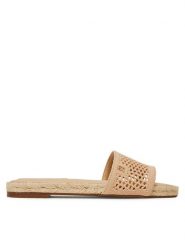 Tommy Hilfiger Klapki Knit Mesh Espadrille Flat Sandal FW0FW08744 Beżowy. Brązowe klapki damskie Tommy Hilfiger, bez wzorów, z materiału, bez obcasa, bez zapięcia. Za 189.99 zł.