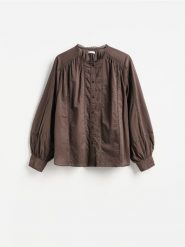 Koszula z ażurowymi wstawkami - szary. Szare koszule damskie Reserved, l, w ażurowe wzory, z bawełny, bez kołnierzyka, bez ramiączek. Za 129.99 zł.