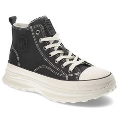 Czarne Sneakersy Big Star Obuwie Na Platformie. Czarne obuwie sportowe damskie Big Star, na wiosnę, z materiału, bez zapięcia, trekkingowe. Za 159.00 zł.