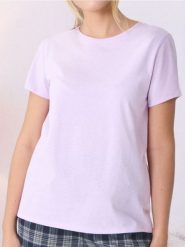 Koszulka basic - fioletowy. Fioletowe koszulki damskie Sinsay, l, bez wzorów, bez kołnierzyka, bez ramiączek. W wyprzedaży za 6.99 zł.