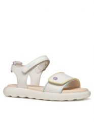 Geox Sandały J Sandal Puffypop Gi J65MSC 05402 C0653 S Biały. Białe sandały dziewczęce Geox, ze skóry, bez obcasa, bez zapięcia. Za 229.99 zł.