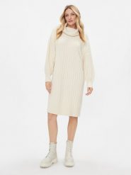 Tom Tailor Sukienka dzianinowa 1040038 Beżowy Regular Fit. Brązowe sukienki damskie Tom Tailor, bez wzorów, z bawełny, bez ramiączek. Za 469.99 zł.