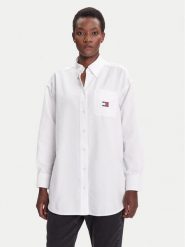 Tommy Jeans Koszula Badge DW0DW20988 Biały Oversize. Białe koszule damskie Tommy Jeans, s, bez wzorów, z jeansu, bez kołnierzyka, bez ramiączek. Za 329.99 zł.