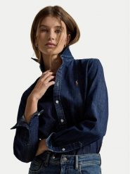 Polo Ralph Lauren Koszula 211B17137001 Granatowy Regular Fit. Niebieskie koszule damskie Polo Ralph Lauren, bez wzorów, z bawełny, bez kołnierzyka, bez ramiączek. Za 859.99 zł.