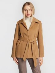 Calvin Klein Płaszcz wełniany K20K204154 Brązowy Regular Fit. Brązowe płaszcze damskie Calvin Klein, na zimę, bez wzorów, z wełny, bez kaptura. Za 1,599.00 zł.