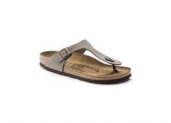 Japonki damskie Birkenstock Gizeh. Szare klapki damskie Birkenstock, bez wzorów, z materiału, bez obcasa, bez zapięcia. Za 329.00 zł.