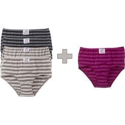 Figi "maxi" (5 par) bonprix czarno-szaro-fioletowy w paski. Szare figi bonprix, w paski. Za 49.95 zł.